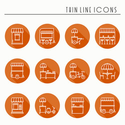 Street food retail thin line icons set truck vector