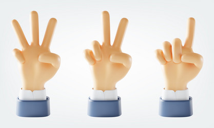 3d different hands counting one two three set vector
