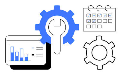 data analytics and task management with gears vector image