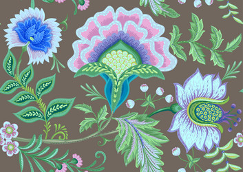 fantasy flowers in retro vintage jacobean Vector Image