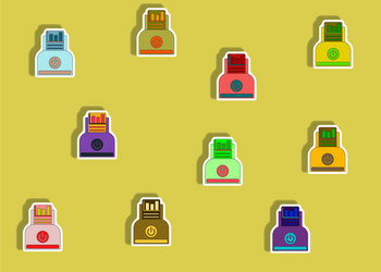 flat icons set of column chart and printer concept vector image