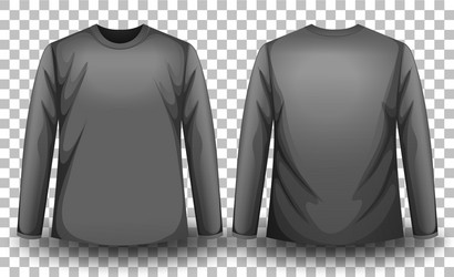 front and back grey long sleeves t-shirt vector