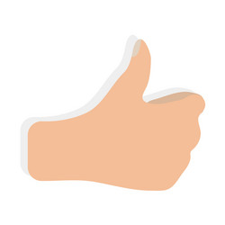 hand thumb up on white background in trendy flat vector