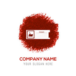 ticket icon - red watercolor circle splash vector image