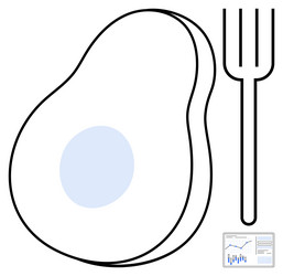 avocado slice and fork with graph icon symbolizing vector image