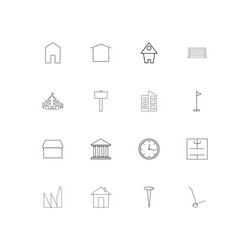 Buildings and constructions linear thin icons set vector