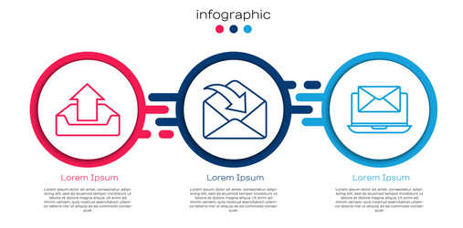 set line upload inbox envelope and laptop vector image