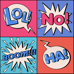 set of comics bubbles in pop art style vector image