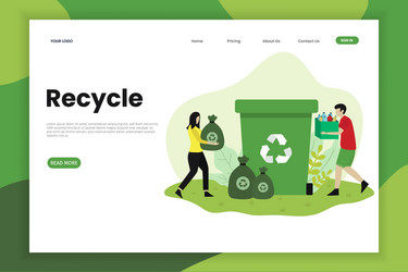 sorting trash for recycle landing page vector