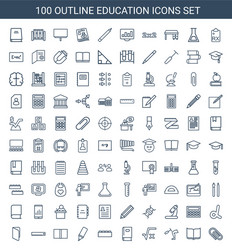 100 education icons vector