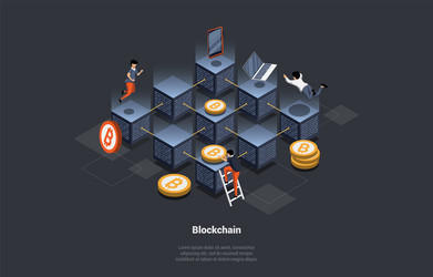 concept of blockchain and cryptocurrency team vector image