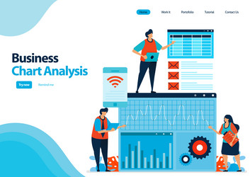 Landing page template of business chart analysis vector