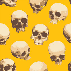 Skull Seamless Pattern - Yellow Vector Image