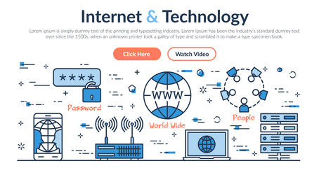 web site header - internet and technology vector