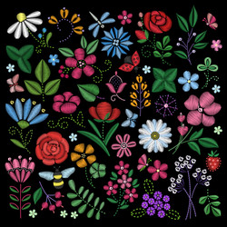 Floral Embroidery Pattern Vector Image