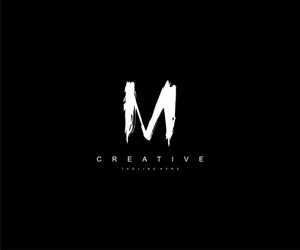 Initial m letter grunge brush logo design vector