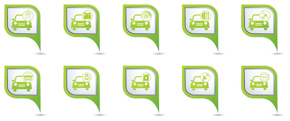 Set of 10 pointers car with sign green pointer vector