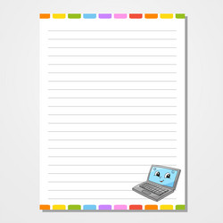 sheet template for notebook notepad diary lined vector image
