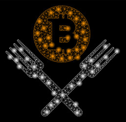 bright mesh network bitcoin forks with flare spots vector image