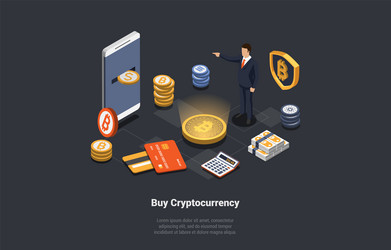 Cryptocurrency transaction concept and blockchain vector