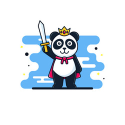 cute cartoon panda king vector