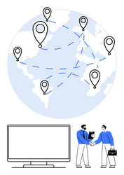 global network visualization with business team vector image