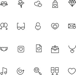 love and romance line icons 2 vector