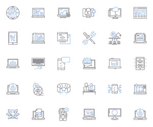 tech line icons collection innovation disruption vector