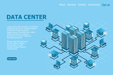 concept of data network management isometric map vector image