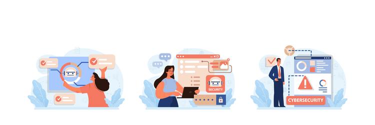 cyber or web security set artificial intelligence vector image