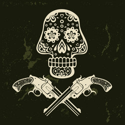 hand drawn skull with guns Vector Image