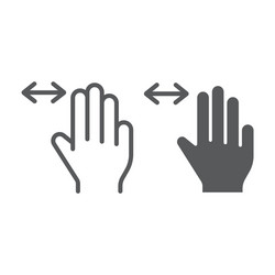 three fingers horizontal scroll line and glyph vector