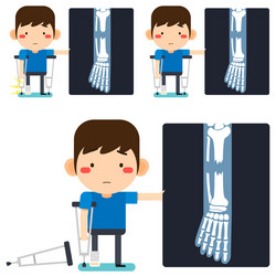 Leg x-ray tiny cute cartoon patient man character vector