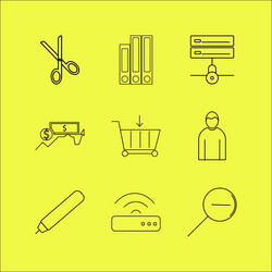 web linear icon set simple outline icons vector image