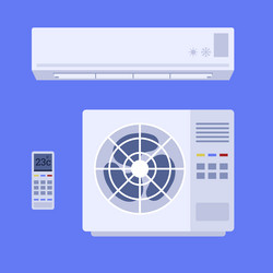 air conditioning split system and conditioner flat vector