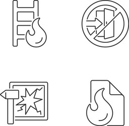 Fire safety regulations linear icons set vector