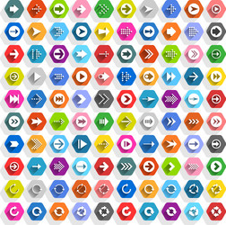 Flat arrow icon hexagon web button vector