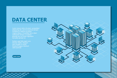 concept of data network management isometric map vector image