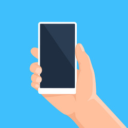 Hand with phone man holding smartphone blank vector