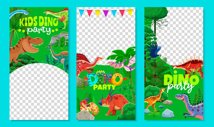 kids dino party flyer template funny dinosaurs Vector Image