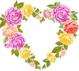 Romantic Roses Heart Frame Vector Image