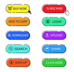 Set web buttons buy now add to cart button vector