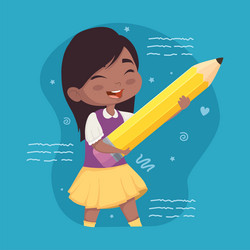 Latin little girl with pencil vector