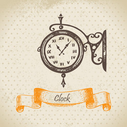 street clock hand drawn vector