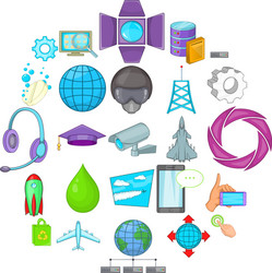 Technology icons set cartoon style vector