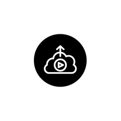 video upload icon in black round style pixel vector