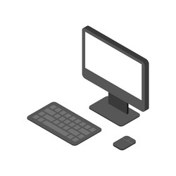 Electronic computer isometric design with keyboard vector