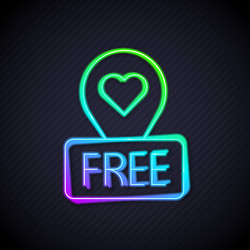 glowing neon line map pointer with heart icon vector image