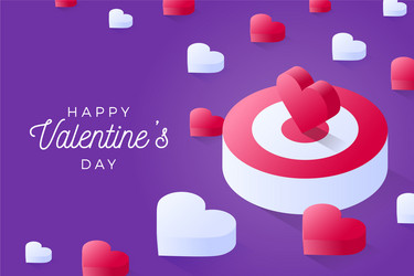 Happy valentine day isometric heart standing vector