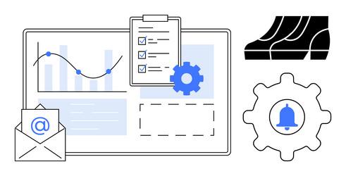 project management interface with analytics email vector image